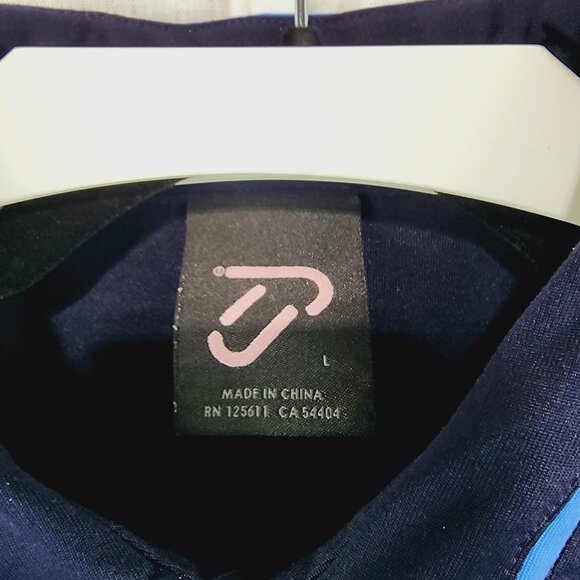 IJP Designs navy with royal blue piping short sleeve polo shirt, size Large - Picture 2 of 6